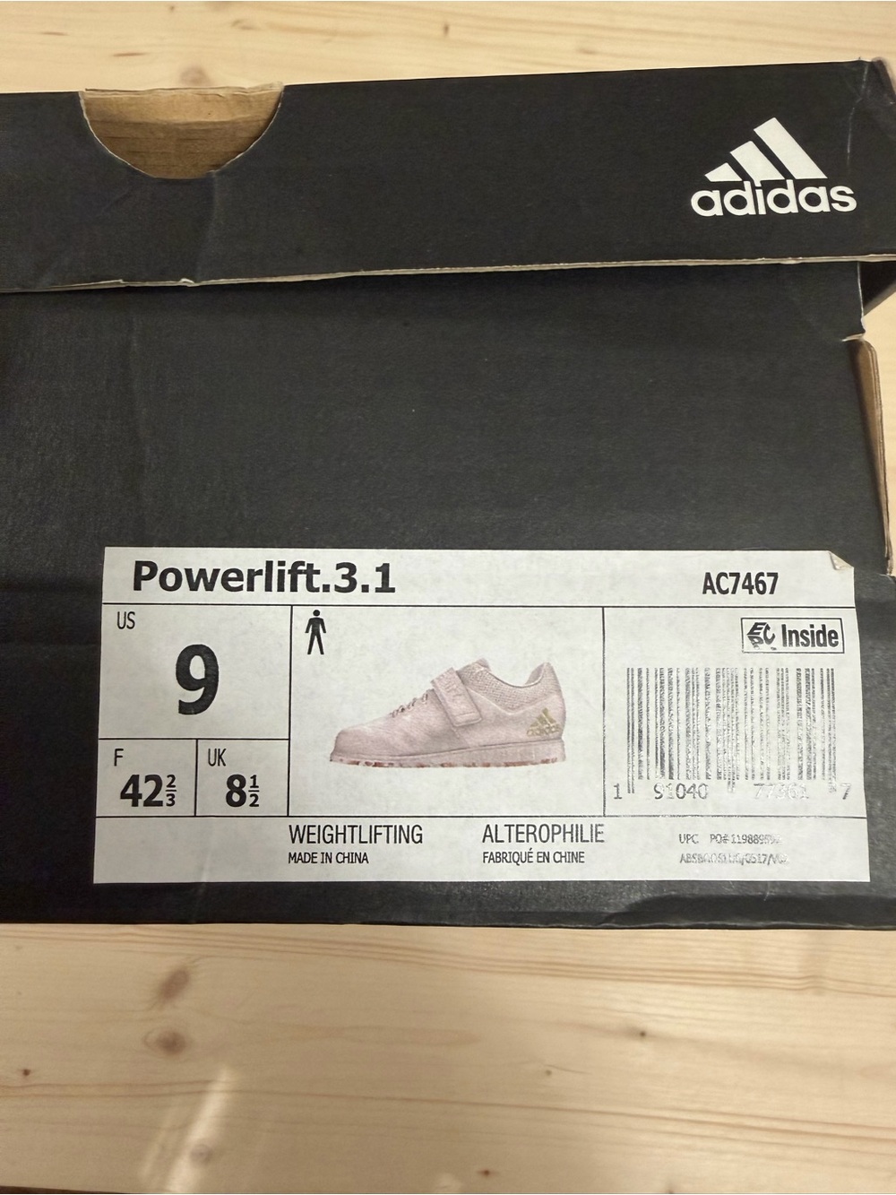 adidas White Powerlift 3.1 Shoes with Gold Accents - Picture 4 of 4